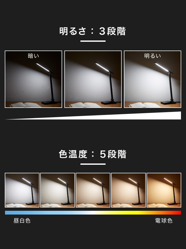 卓上LEDデスクライト 調光3段階 調色5段階 SP-TD01 | simplus シンプラス Official Site